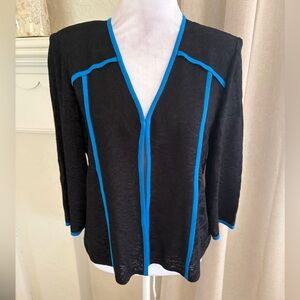 Ming Wang Black and Blue Cardigan lace size large